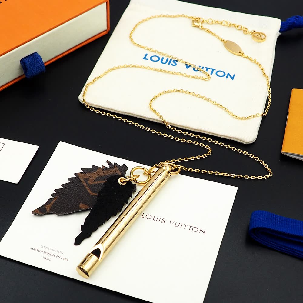 Louis Vuitton Monogram World Tour Gold Plated Necklace